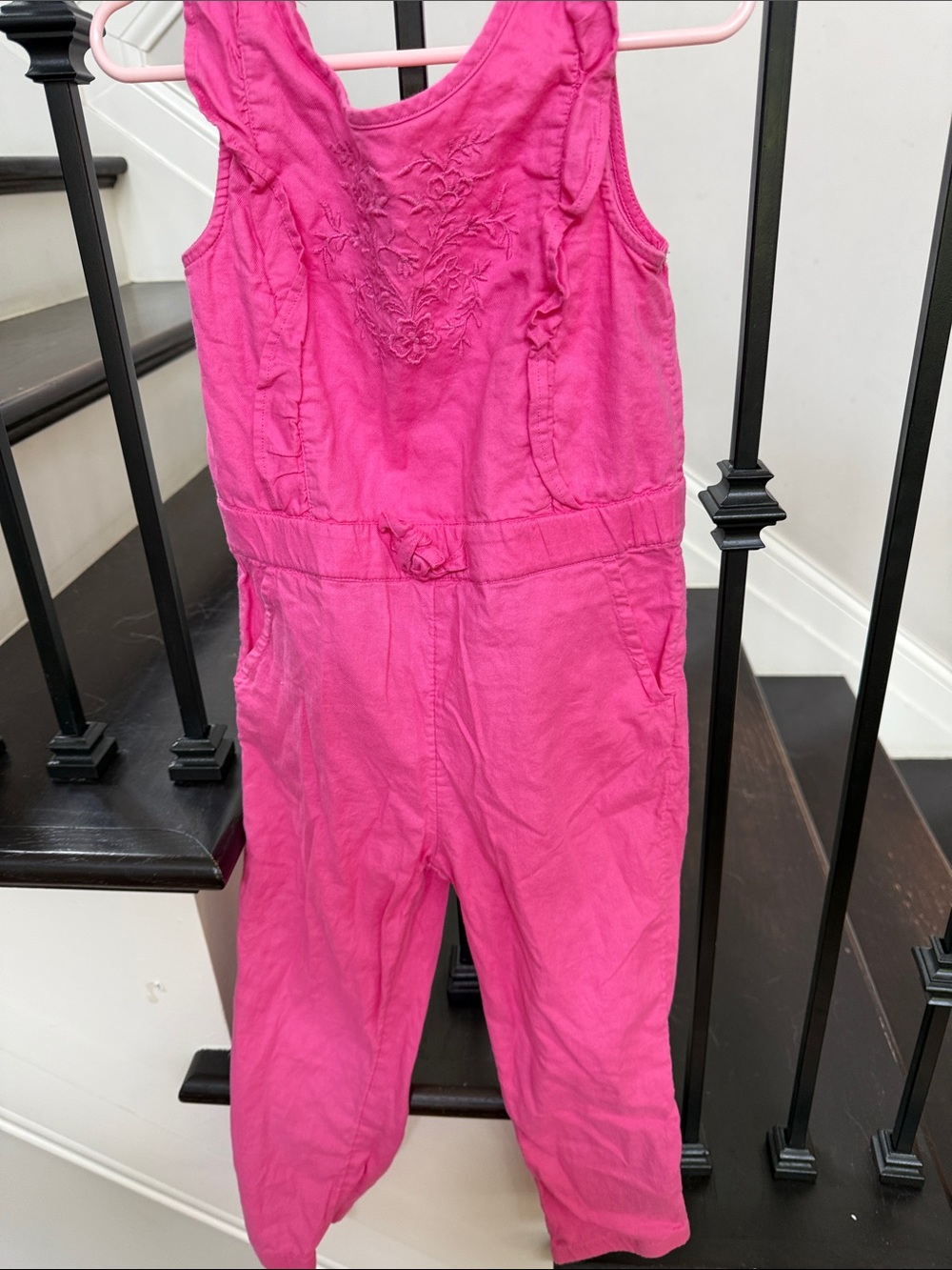 GAP Bright Pink Embroidered Cotton Romper never worn